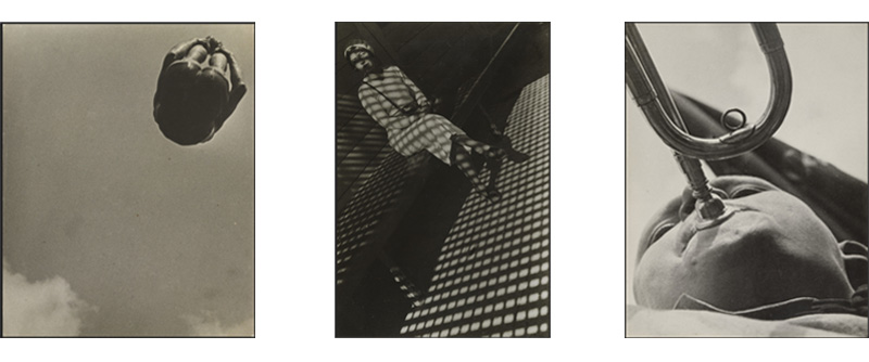 Dive, 1934, Girl with a Leica, 1932 and Pioneer with a bugle by Alexander Rodchenko