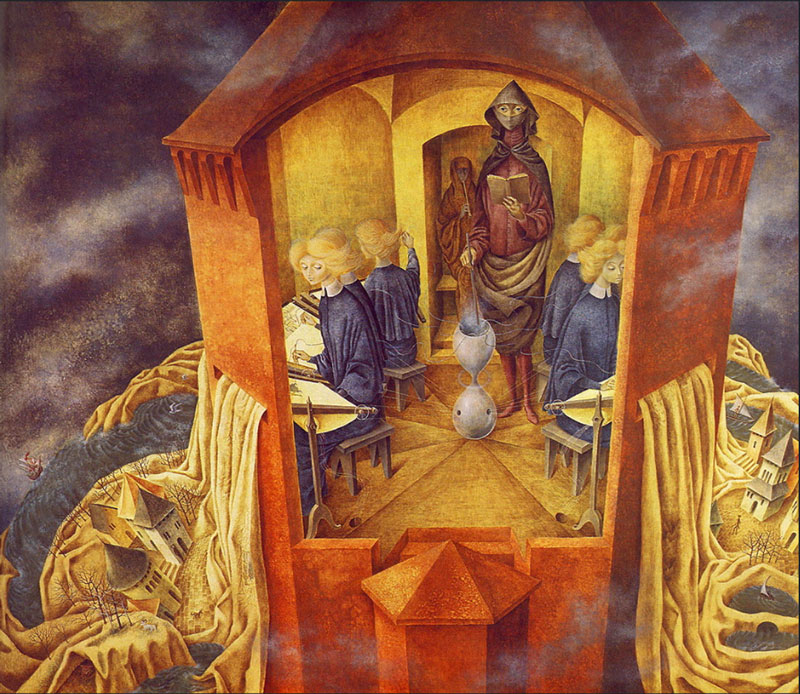 Remedios Varo, Bordando el Manto Terrestre, 1961