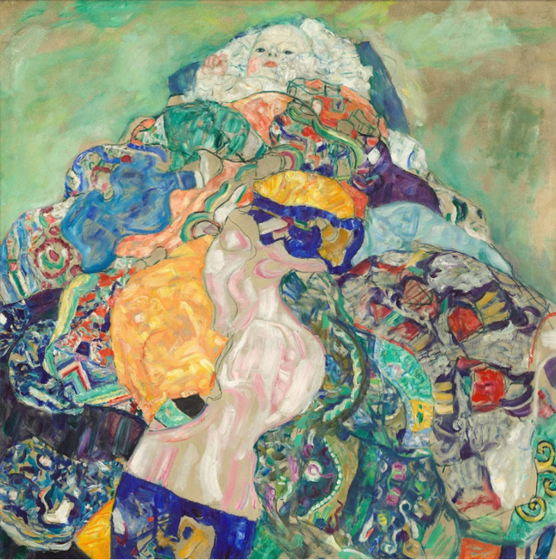 Gustav Klimt painting "Baby (Cradle), 1917-1918".