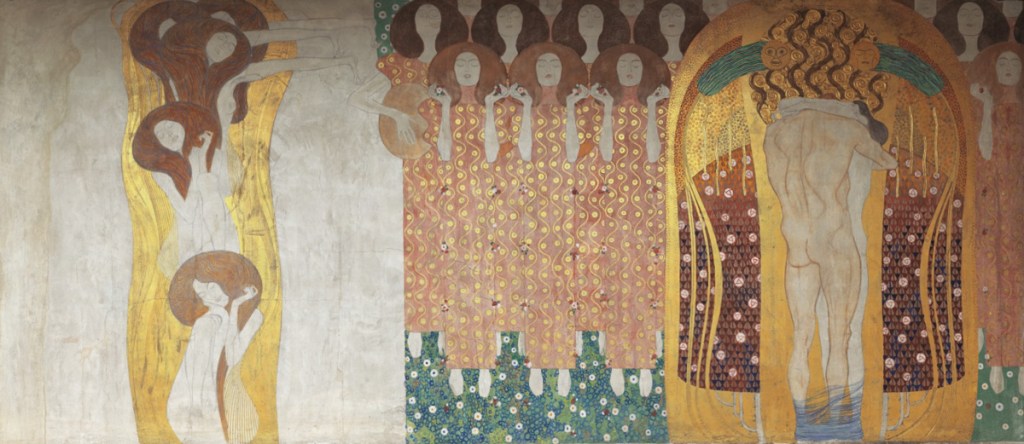 Gustav Klimt painting Beethoven Frieze, Secession.